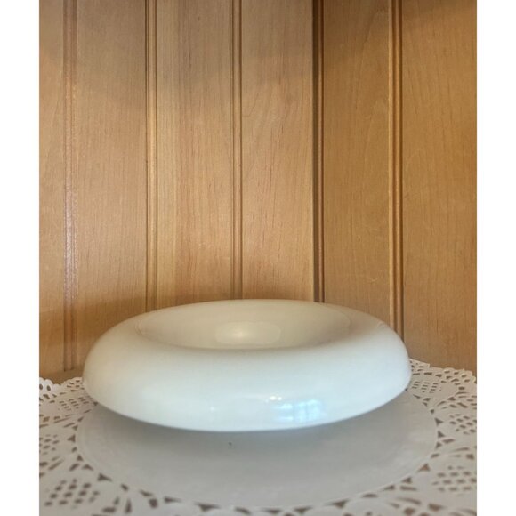 Vintage Haeger 5136 White Ceramic Rolled Edge Bowl Console Ceramic Dish - Picture 3 of 4